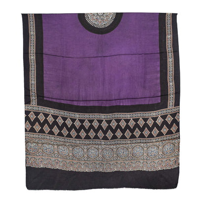 Ajrakh Modal Silk Part Natural Dye Plain Dyeing Ajrakh Border Dupatta Hand Block Print Kurta-Dupatta (Two Piece Set) with Tassels - 2.5 Mt Top    -  SKU : AI27801K