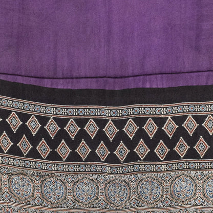 Ajrakh Modal Silk Part Natural Dye Plain Dyeing Ajrakh Border Dupatta Hand Block Print Kurta-Dupatta (Two Piece Set) with Tassels - 2.5 Mt Top    -  SKU : AI27801K