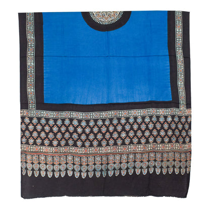 Ajrakh Modal Silk Part Natural Dye Plain Dyeing Ajrakh Border Dupatta Hand Block Print Kurta-Dupatta (Two Piece Set) with Tassels - 2.5 Mt Top    -  SKU : AI27801C