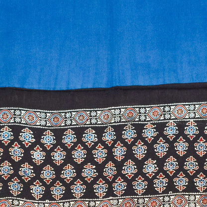 Ajrakh Modal Silk Part Natural Dye Plain Dyeing Ajrakh Border Dupatta Hand Block Print Kurta-Dupatta (Two Piece Set) with Tassels - 2.5 Mt Top    -  SKU : AI27801C