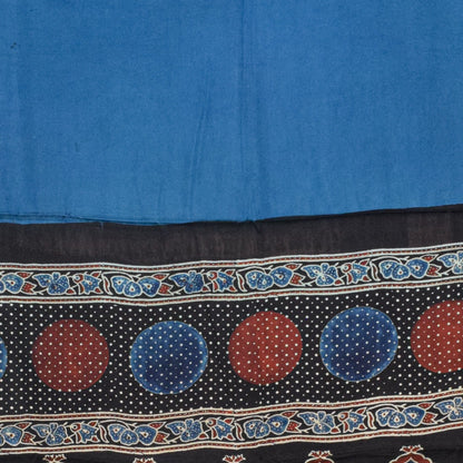Ajrakh Modal Silk Part Natural Dye Plain Dyeing Ajrakh Border Dupatta Hand Block Print Kurta-Dupatta (Two Piece Set) with Tassels - 2.5 Mt Top    -  SKU : AI27801F