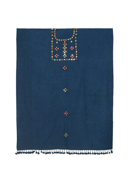 Plain Dyeing Kala Cotton Shibori Dupatta Mirror Work Kurta-Dupatta (Two Piece Set) with Hand Embroidered Yoke for Kurta - with Tassels - 2.5 Mt Top    -  SKU : DB20901C