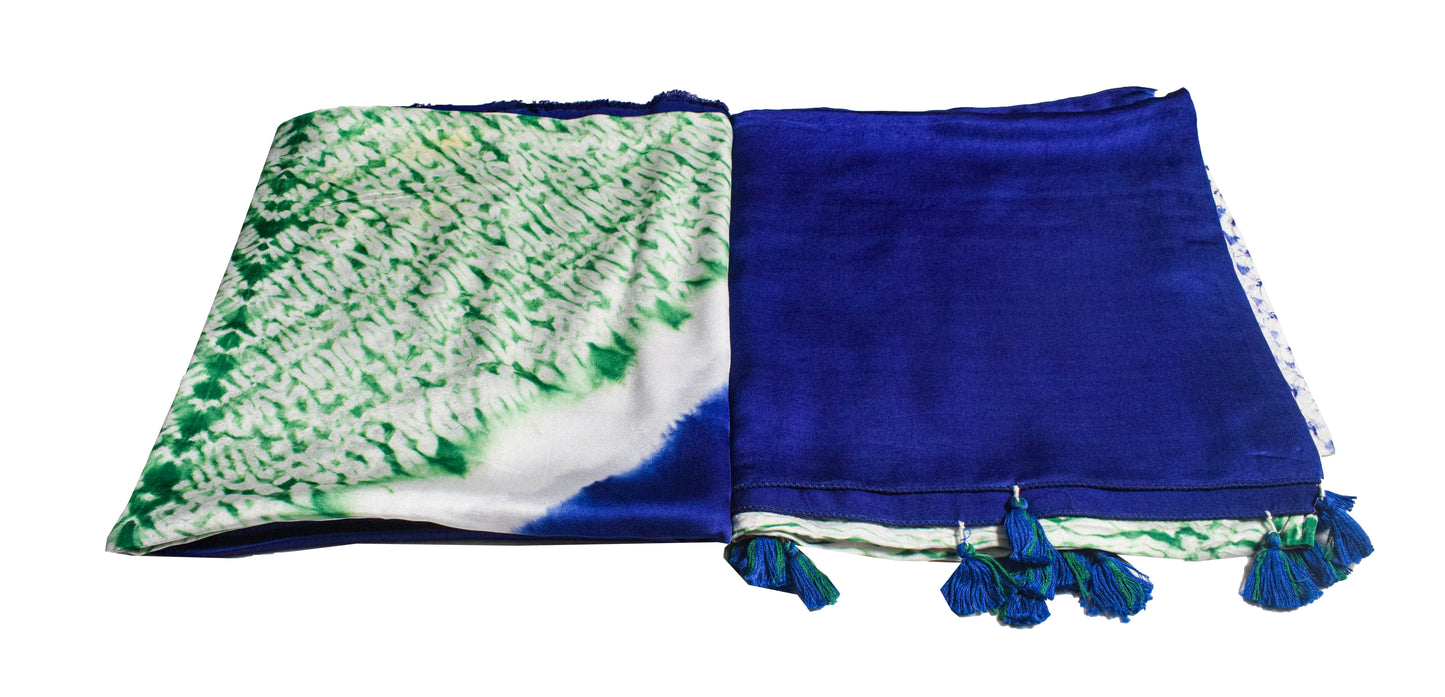 Plain Dyeing Modal Silk Shibori Kurta-Dupatta (Two Piece Set) with Tassels - 2.5 Mt Top    -  SKU : AI26904E