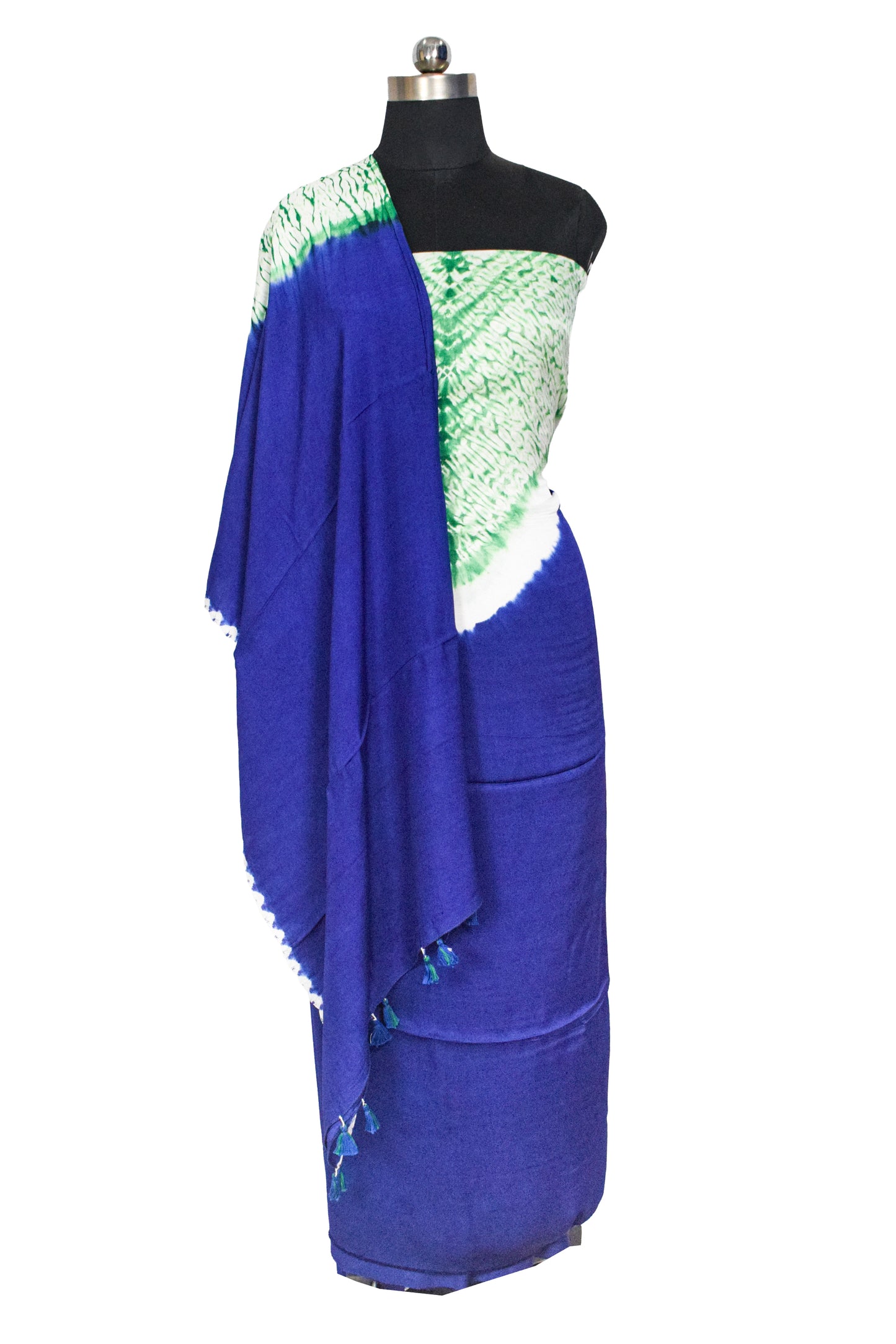 Plain Dyeing Modal Silk Shibori Kurta-Dupatta (Two Piece Set) with Tassels - 2.5 Mt Top    -  SKU : AI26904E