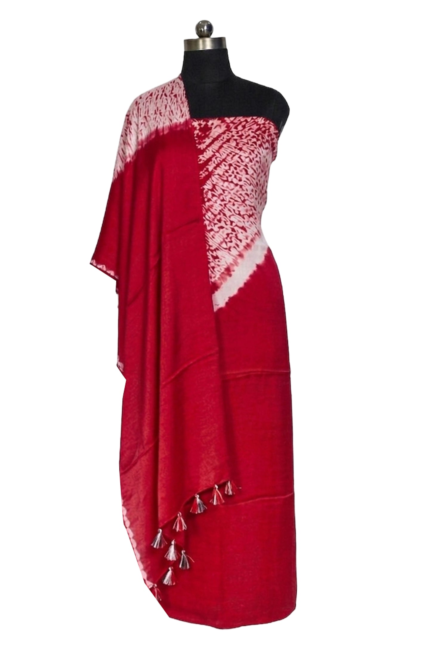 Plain Dyeing Modal Silk Shibori Kurta-Dupatta (Two Piece Set) with Tassels - 2.5 Mt Top    -  SKU : AI26904B