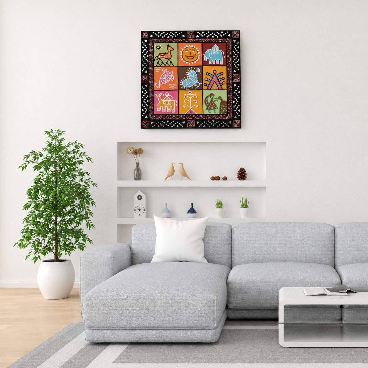 Lippan Kam (Mud Mirrorwork) - Hand Crafted Ethnic Wall Decor - SKU : 0305