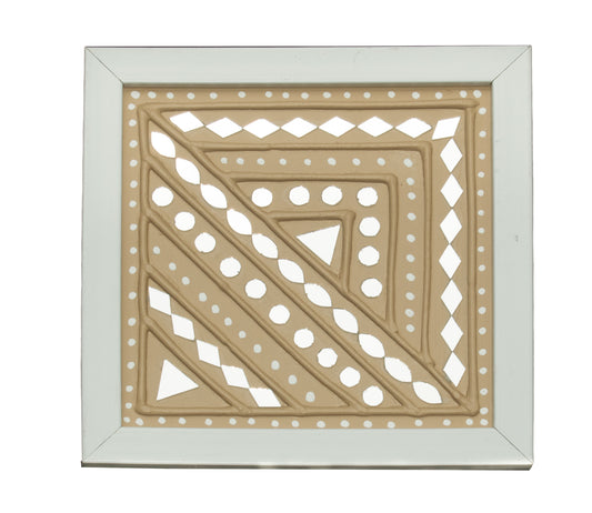 Traditional Kutch Handicraft Mud-Mirrorwork Lippan Kam Wall Art  With Frame - Square (07 Inch x 07 Inch)    -  SKU : 0106