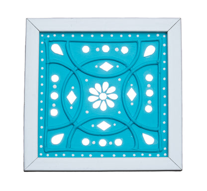 Traditional Kutch Handicraft Mud-Mirrorwork Lippan Kam Wall Art  With Frame - Square (07 Inch x 07 Inch)    -  SKU : 0107