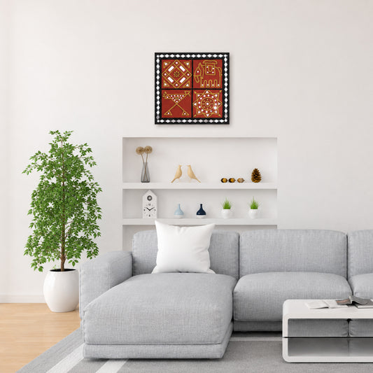 Lippan Kam (Mud Mirrorwork) - Hand Crafted Ethnic Wall Decor - SKU : 0324