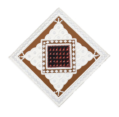 Traditional Kutch Handicraft Mud-Mirrorwork Lippan Kam Wall Art   (Water and Break Resistant)  - Square (12 inch x 12 inch)    -  SKU : 0209