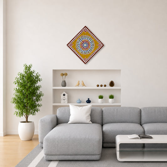 Lippan Kam (Mud Mirrorwork) - Hand Crafted Ethnic Wall Decor - SKU : 0354