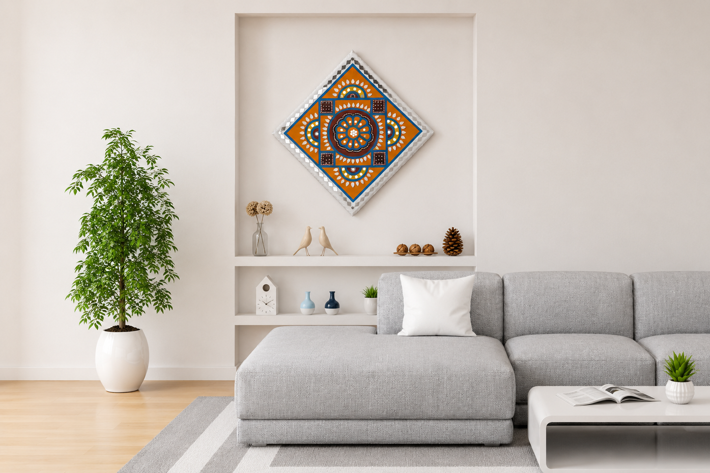 Lippan Kam (Mud Mirrorwork) - Hand Crafted Ethnic Wall Decor - SKU : 0306