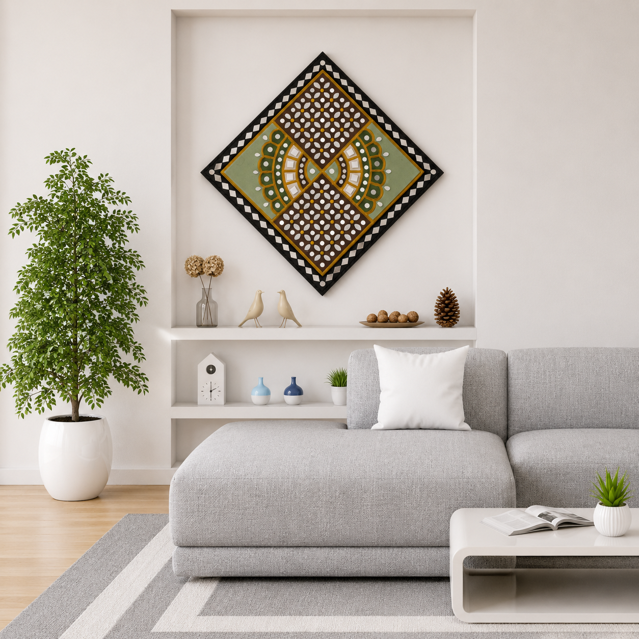 Lippan Kam (Mud Mirrorwork) - Hand Crafted Ethnic Wall Decor - SKU : 0353