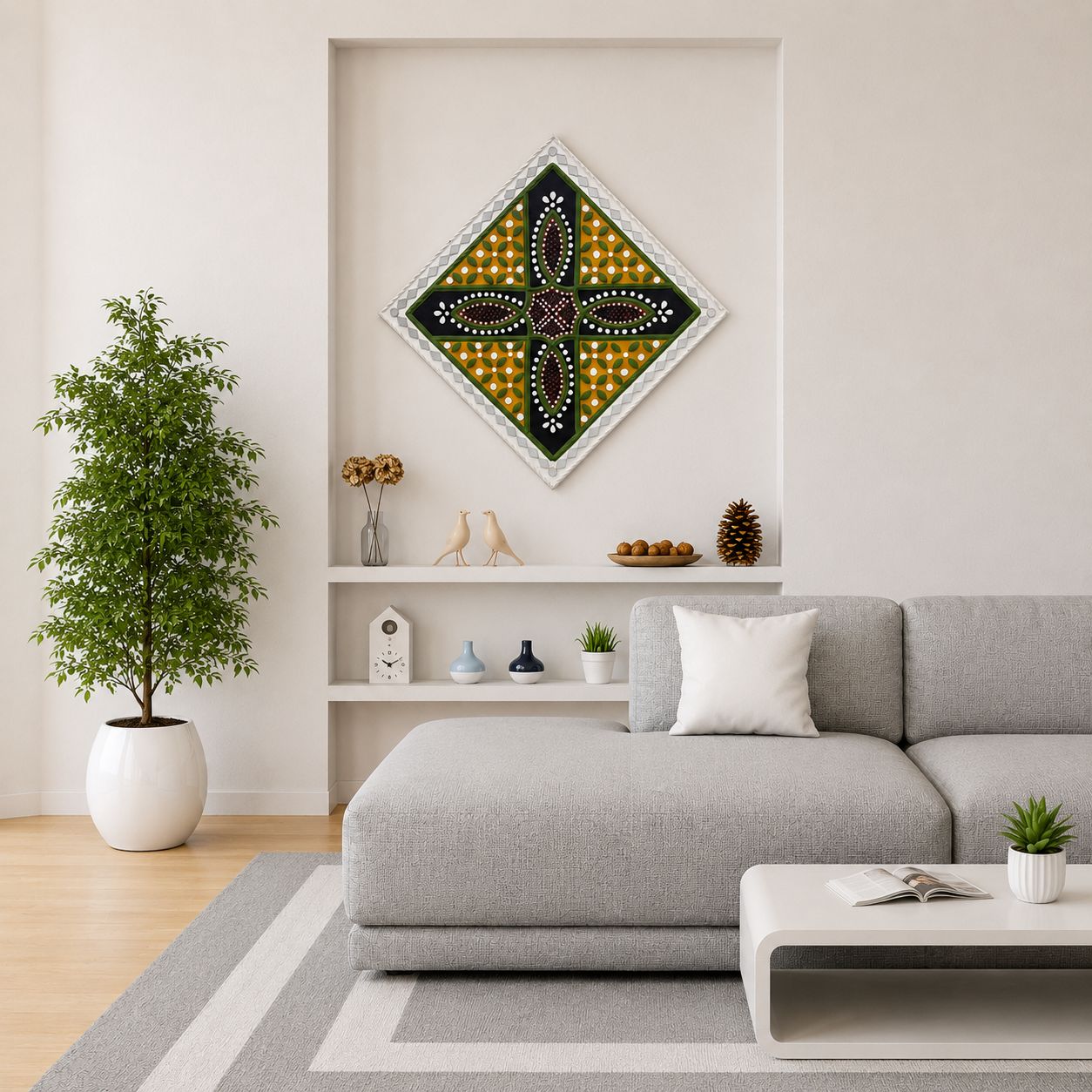 Lippan Kam (Mud Mirrorwork) - Hand Crafted Ethnic Wall Decor - SKU : 0352