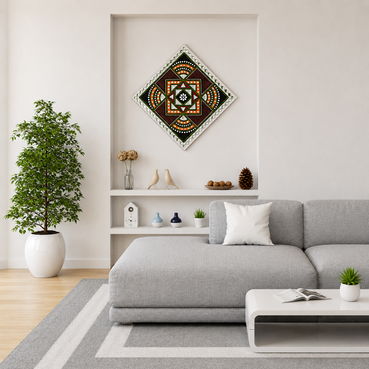 Lippan Kam (Mud Mirrorwork) - Hand Crafted Ethnic Wall Decor - SKU : 0323