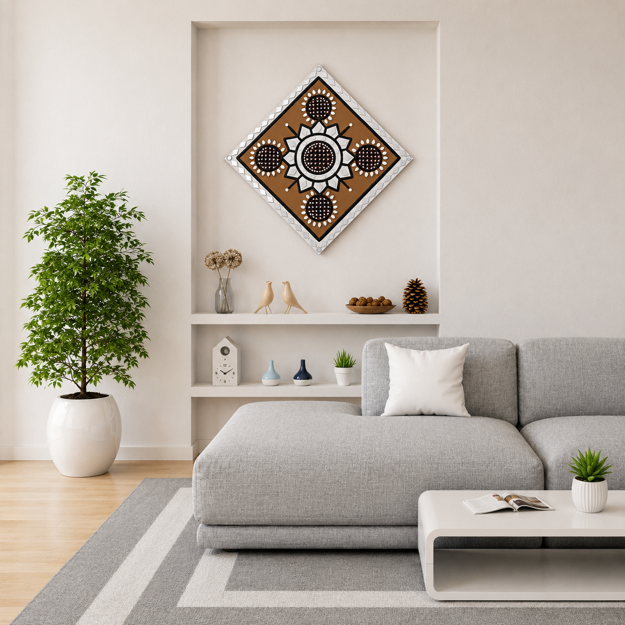 Lippan Kam (Mud Mirrorwork) - Hand Crafted Ethnic Wall Decor - SKU : 0348