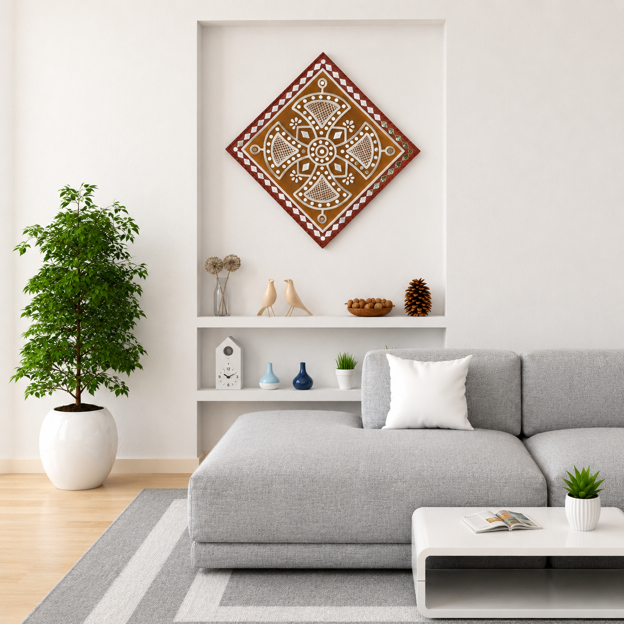 Lippan Kam (Mud Mirrorwork) - Hand Crafted Ethnic Wall Decor - SKU : 0321