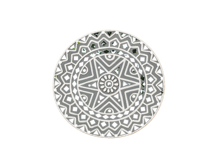 Round 12 Inch Traditional Kutch Handicraft Mud Mirror Art Lippan Kam - Traditional    -  SKU: 0253