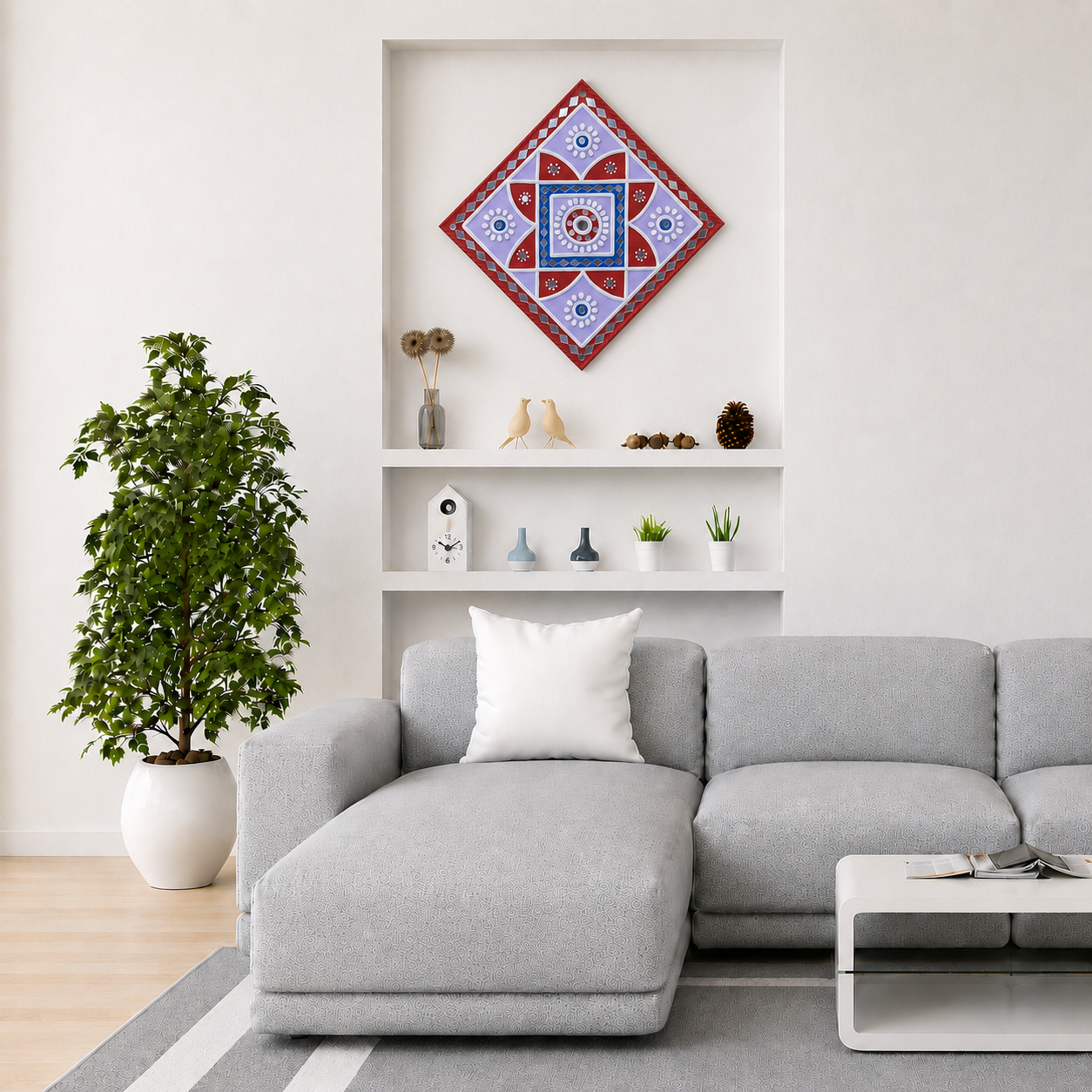 Lippan Kam (Mud Mirrorwork) - Hand Crafted Ethnic Wall Decor - SKU : 0285