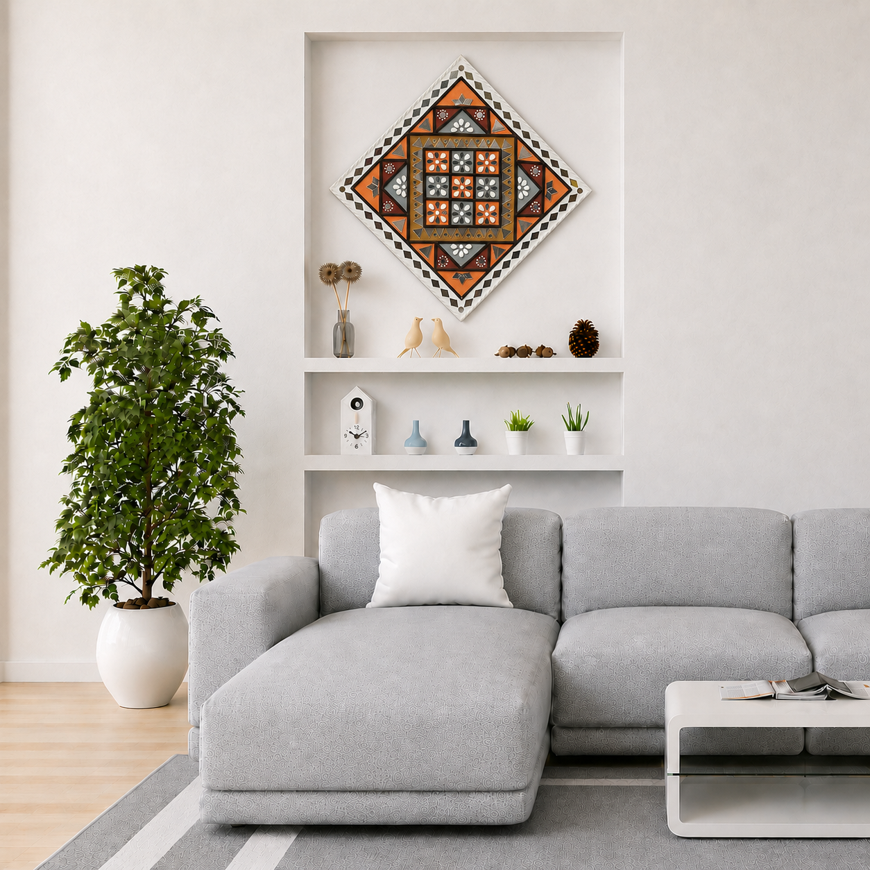 Lippan Kam (Mud Mirrorwork) - Hand Crafted Ethnic Wall Decor - SKU : 0283