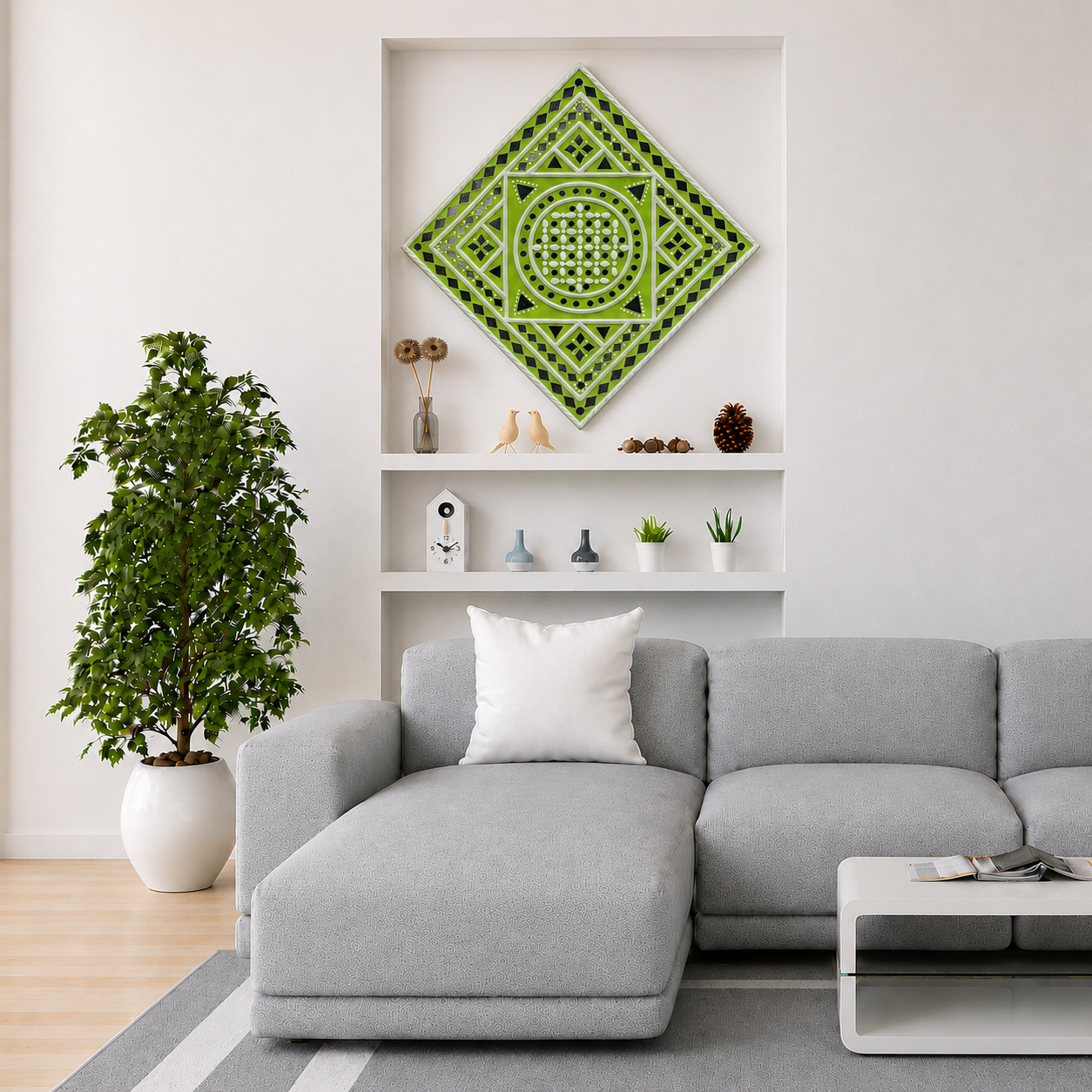 Lippan Kam (Mud Mirrorwork) - Hand Crafted Ethnic Wall Decor - SKU : 0280