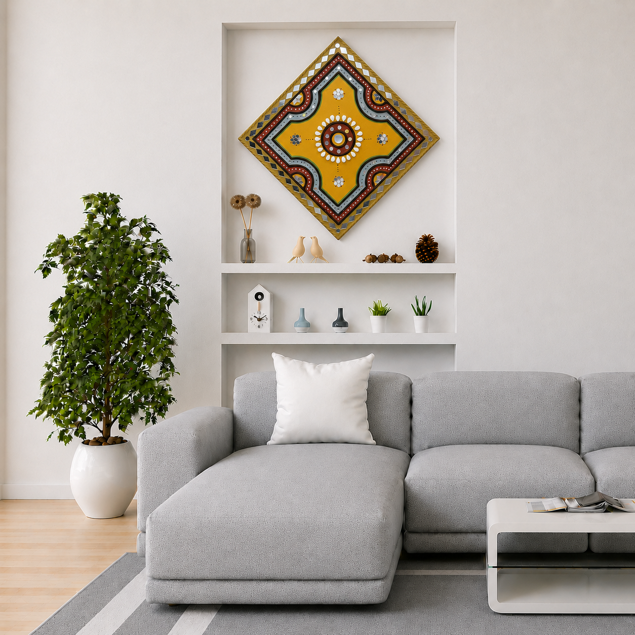 Lippan Kam (Mud Mirrorwork) - Hand Crafted Ethnic Wall Decor - SKU : 0278