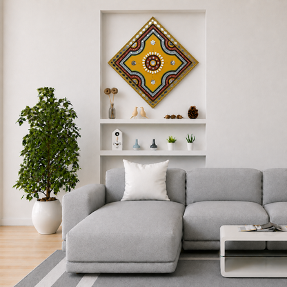 Lippan Kam (Mud Mirrorwork) - Hand Crafted Ethnic Wall Decor - SKU : 0278