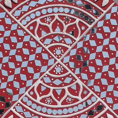Traditional Kutch Handicraft Mud-Mirrorwork Lippan Kam Wall Art  (Water and Break Resistant) - Round (12 Inch Diameter)    -  SKU : LKT-0276