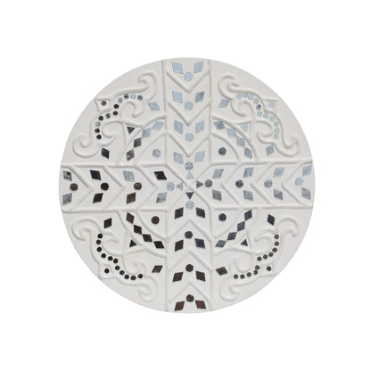 Traditional Kutch Handicraft Mud-Mirrorwork Lippan Kam Wall Art  (Water and Break Resistant) - Round (12 Inch Diameter)    -  SKU : LKT-0278