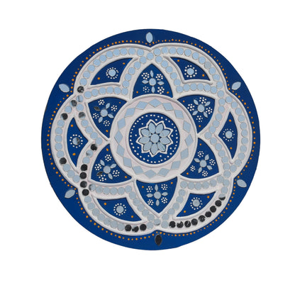 Traditional Kutch Handicraft Mud-Mirrorwork Lippan Kam Wall Art  (Water and Break Resistant) - Round (12 Inch Diameter)    -  SKU : LKT-0279
