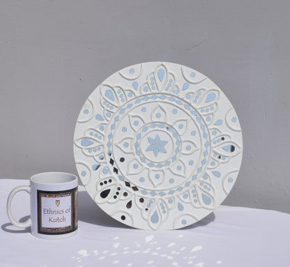 Traditional Kutch Handicraft Mud-Mirrorwork Lippan Kam Wall Art  (Water and Break Resistant) - Round (12 Inch Diameter)    -  SKU : LKT-0280