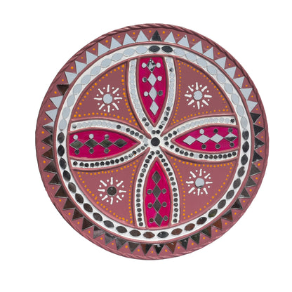 Traditional Kutch Handicraft Mud-Mirrorwork Lippan Kam Wall Art  (Water and Break Resistant) - Round (12 Inch Diameter)    -  SKU : LKT-0283