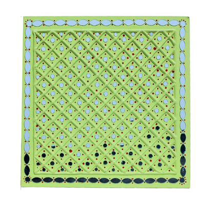 Traditional Kutch Handicraft Mud-Mirrorwork Lippan Kam Wall Art  (Water and Break Resistant) - Square (12 inch x 12 inch)    -  SKU : LKT-0285