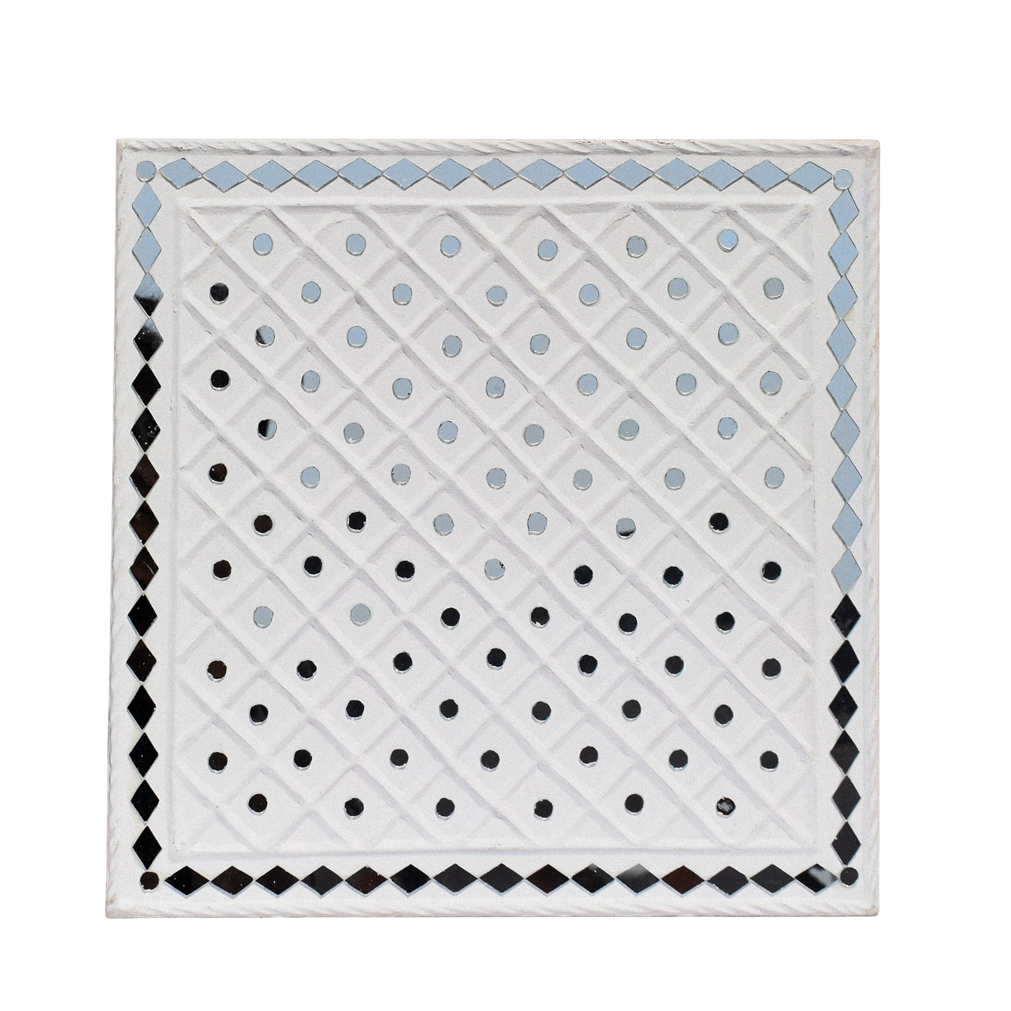 Traditional Kutch Handicraft Mud-Mirrorwork Lippan Kam Wall Art  (Water and Break Resistant) - Square (12 inch x 12 inch)    -  SKU : LKT-0287