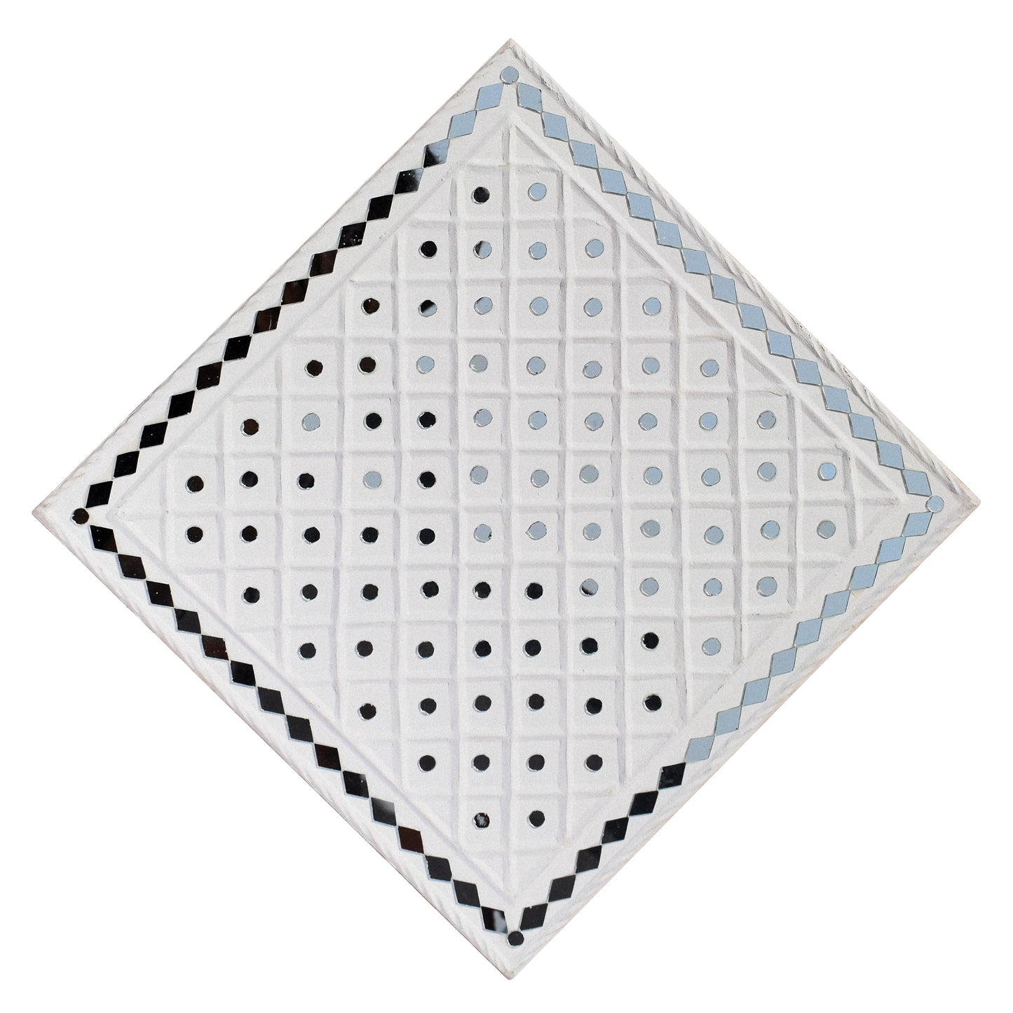 Traditional Kutch Handicraft Mud-Mirrorwork Lippan Kam Wall Art  (Water and Break Resistant) - Square (12 inch x 12 inch)    -  SKU : LKT-0287