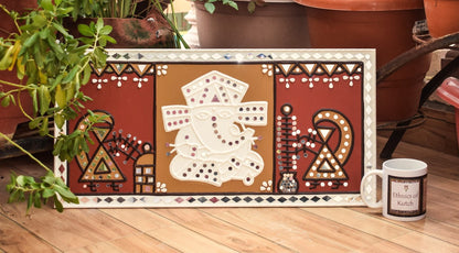 24 Inch 12 Inch Traditional Kutch Handicraft Mud Mirror Art Lippan Kam - Traditional    -  SKU: 0410
