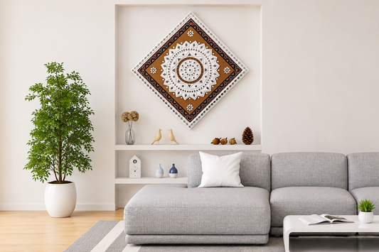 Lippan Kam (Mud Mirrorwork) - Hand Crafted Ethnic Wall Decor - SKU : 0361