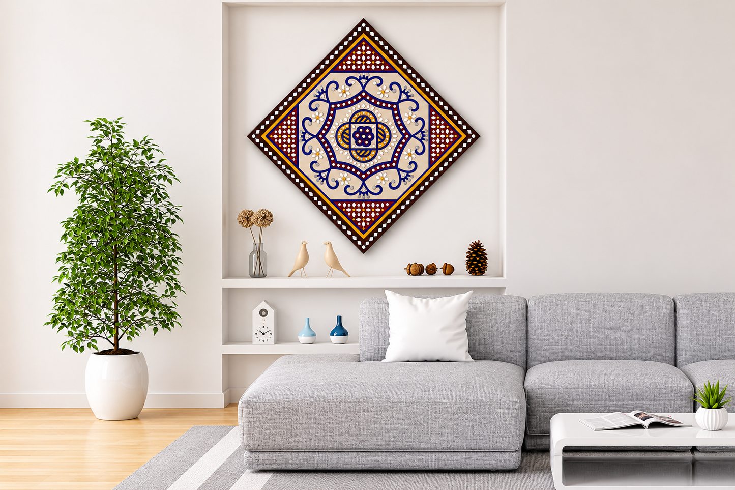 Lippan Kam (Mud Mirrorwork) - Hand Crafted Ethnic Wall Decor - SKU : 0310
