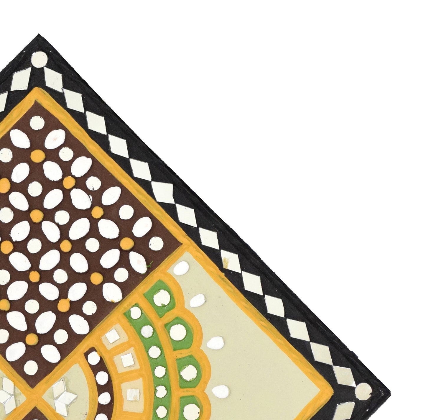 Traditional Kutch Handicraft Mud-Mirrorwork Lippan Kam Wall Art  (Water and Break Resistant) - Square (12 inch x 12 inch)    -  SKU : LKT-0212