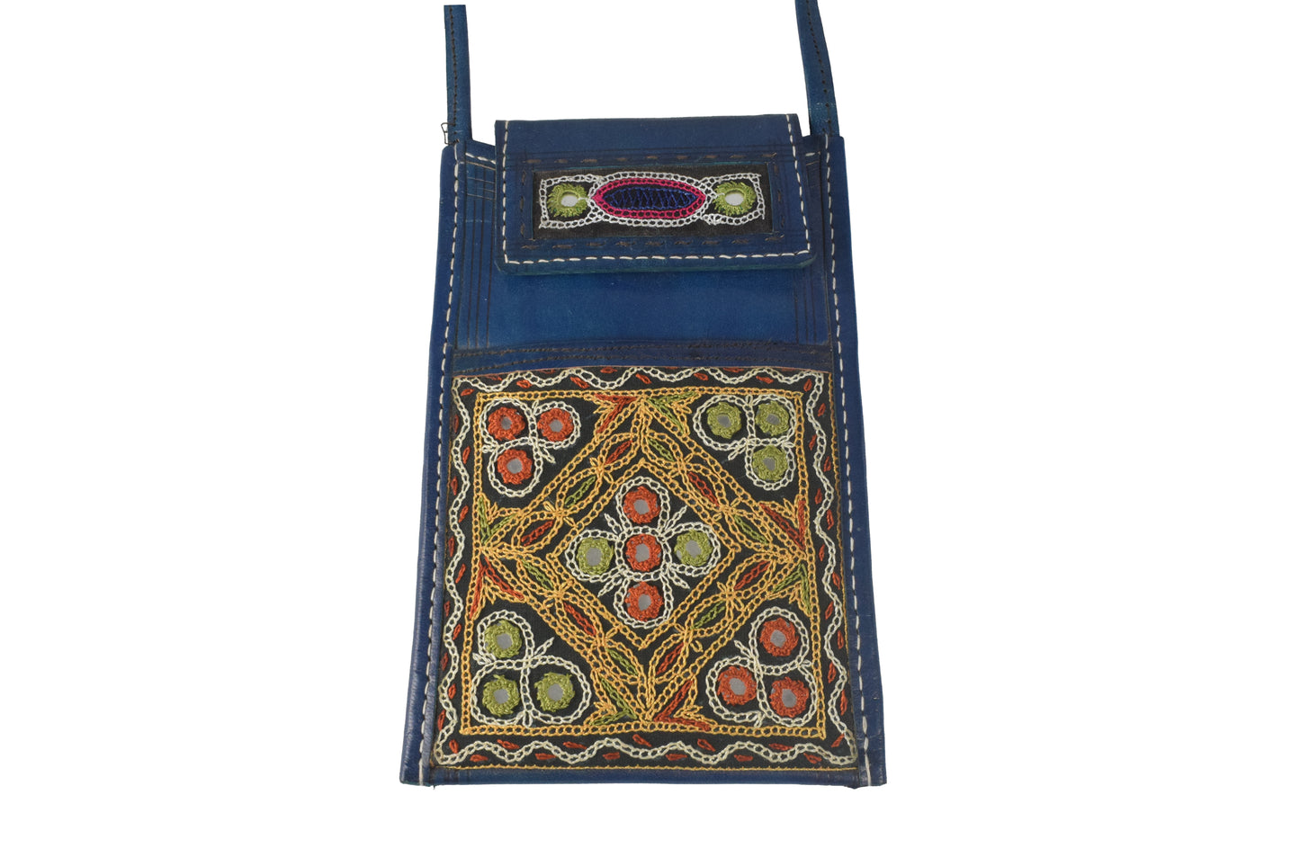 Ahir Work Pure Leather Leathercraft Hand Made Hand Embroidery Mobile Cover  - 21 cms Height x    -  SKU : AB31A01C