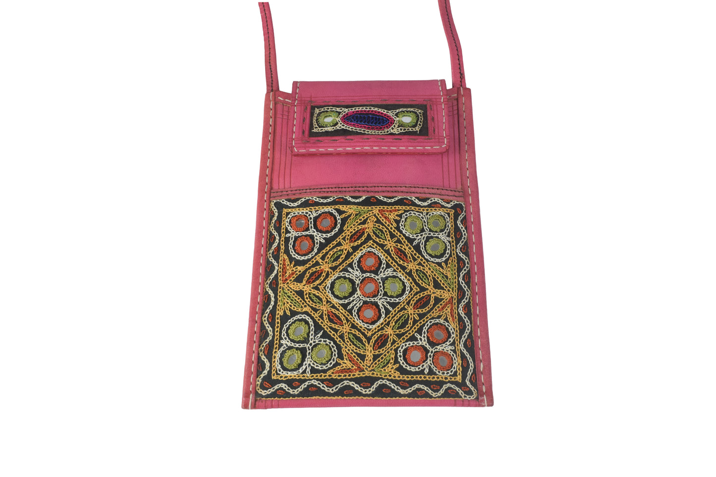 Ahir Work Pure Leather Leathercraft Hand Made Hand Embroidery Mobile Cover  - 21 cms Height x    -  SKU : AB31A01B