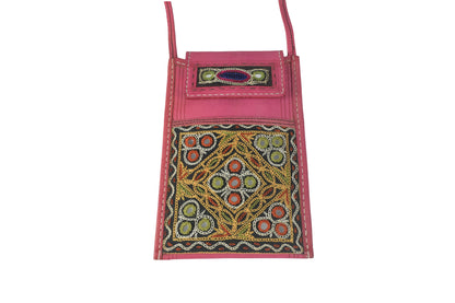 Ahir Work Pure Leather Leathercraft Hand Made Hand Embroidery Mobile Cover  - 21 cms Height x    -  SKU : AB31A01B
