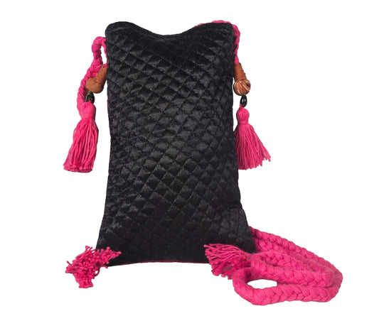 Ajrakh Mashru Silk Screen Print Hand Printed Mobile Cover  - 19 cms Height x    -  SKU : AB23201L