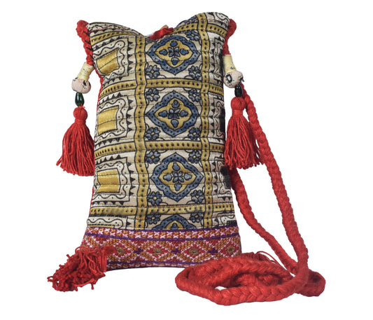 Ajrakh Mashru Silk Screen Print Hand Printed Mobile Cover  - 19 cms Height x    -  SKU : AB23201K