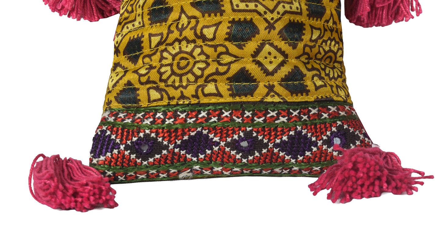 Ajrakh Mashru Silk Screen Print Hand Printed Mobile Cover  - 19 cms Height x    -  SKU : AB23201A