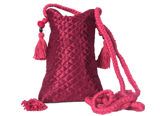 Ajrakh Mashru Silk Screen Print Hand Printed Mobile Cover  - 19 cms Height x    -  SKU : AB23201B