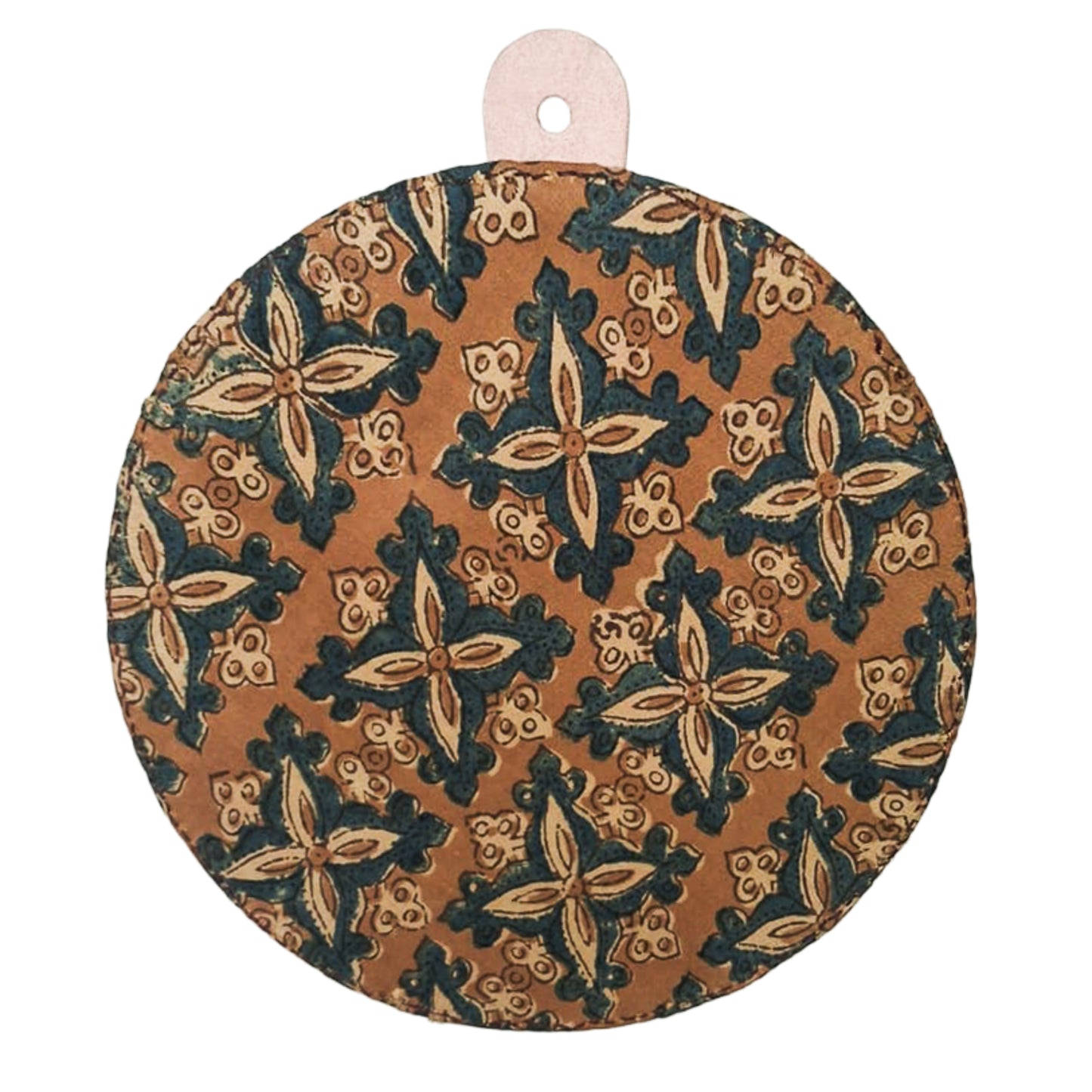 Handcrafted Leather Craft Punch Work Leather Craft Artistic Mirror  - 23 cms Length    -  SKU : AB23C02A