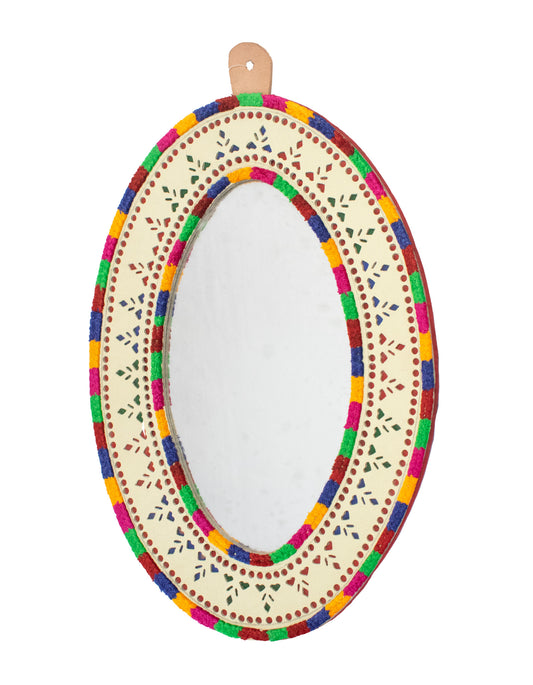 Leather Craft Punch Work Rexine Mirror  Very Large  - Oval  -  SKU: AH11405A