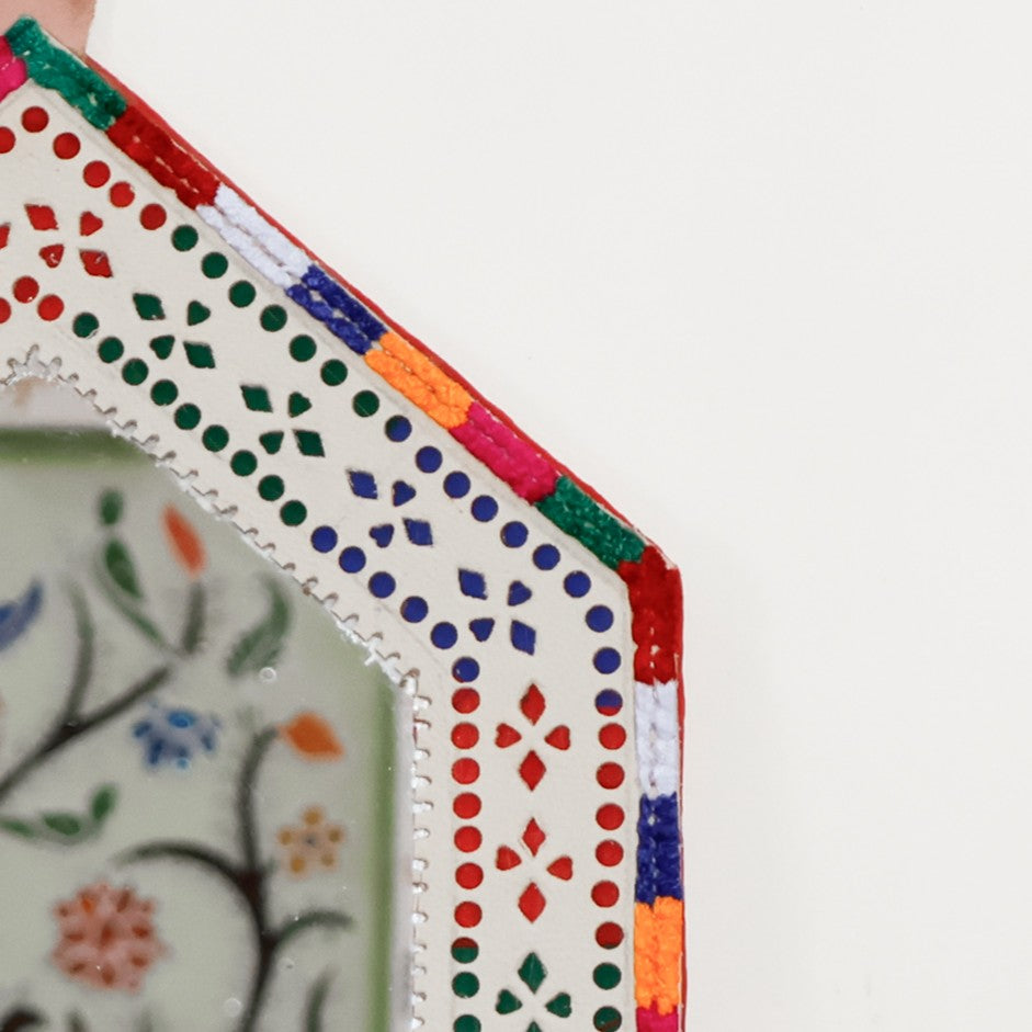 Punch Work Rexine Handcrafted Mirror Large - Hut - 32 cms Length   -  SKU : AH28516C