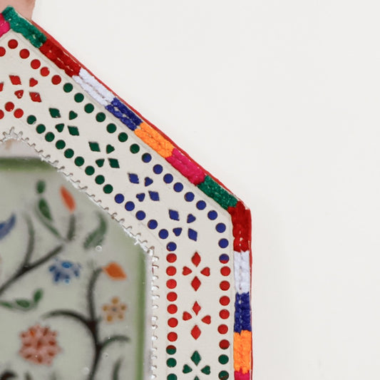 Punch Work Rexine Handcrafted Mirror Large - Hut - 32 cms Length   -  SKU : AH28516C